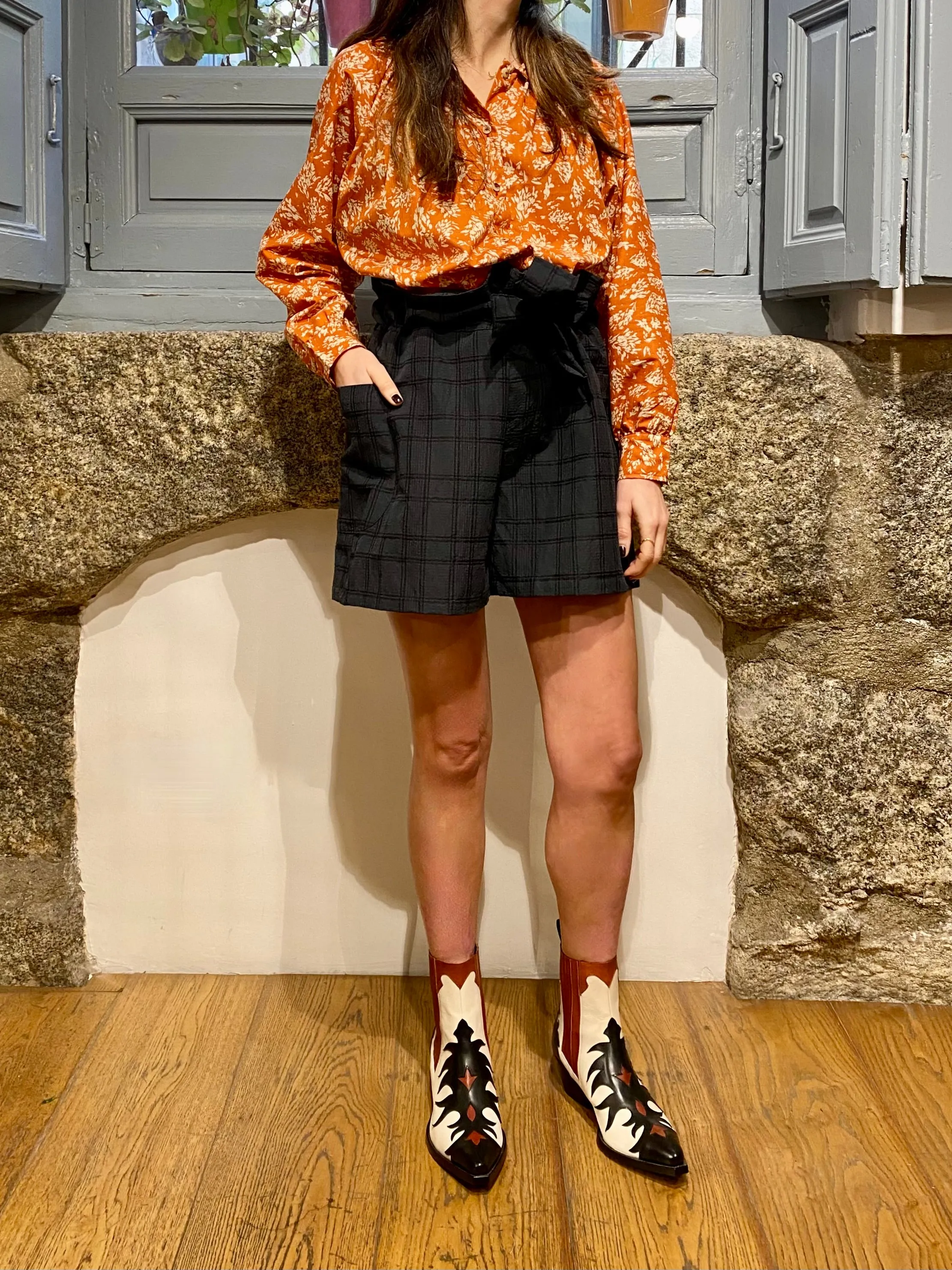 CAMISA PRINT FLORAL TEJA
