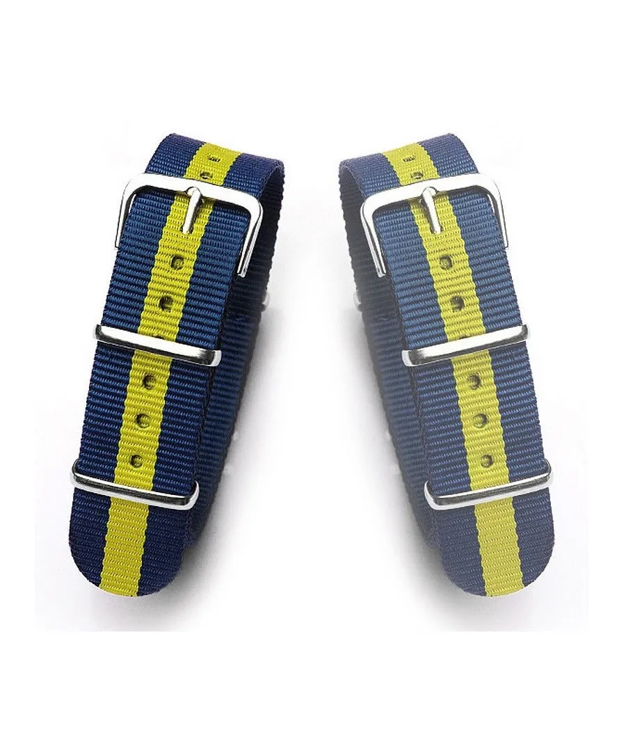 CORREA DE RELOJ DE NYLON DE REPUESTO UNIVERSAL ANCHO 20MM AZUL AMARILLO