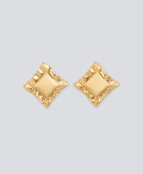 Pendiente cubo aplastado dorado mujer