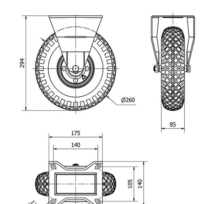 Rueda ALEX Fija 4-1634 -17WL260-RITR 6 LONAS NEUM.Rod.