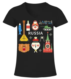 Russian Camiseta cuello pico Mujer