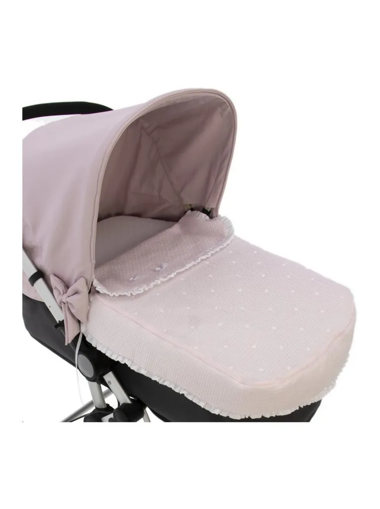 Saco para capazo reversible y desmontable en colchoneta en piqué bordado