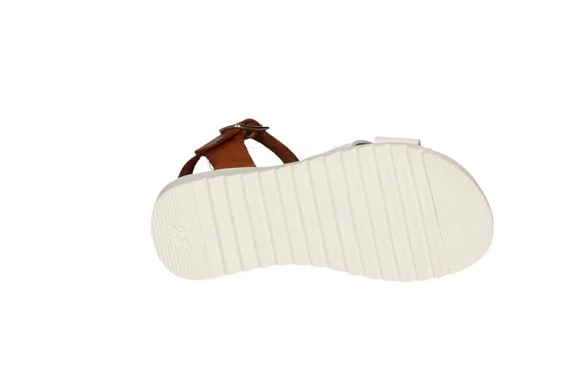Sandalia Piel Blanco/cuero Pala Tiras Cruzadas
