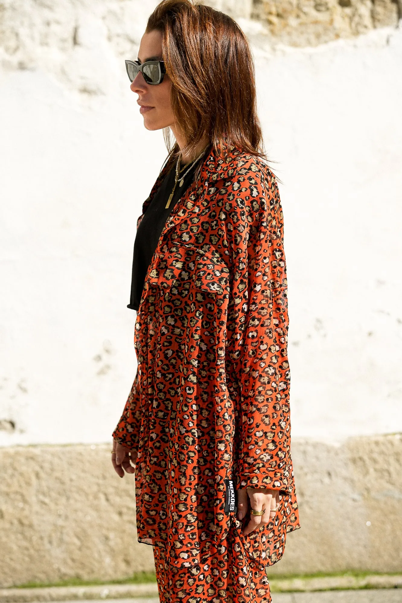 Sobrecamisa animal print naranja
