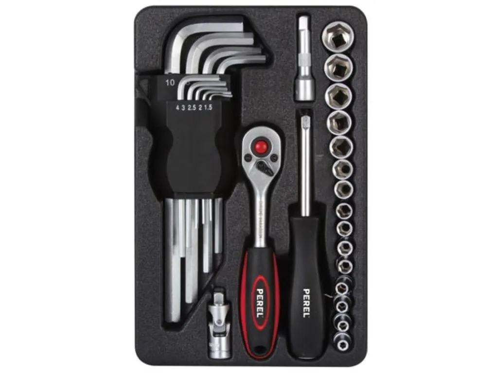 Toolset, 28 pieces, chrome-vanadium, anti-slip handle, Allen wrenches