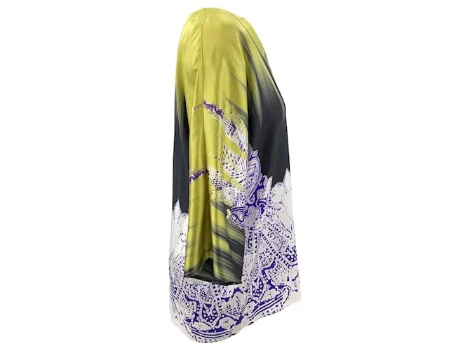 Top holgado de Etro en seda con estampado de cachemir chartreuse y violeta Multicolor 